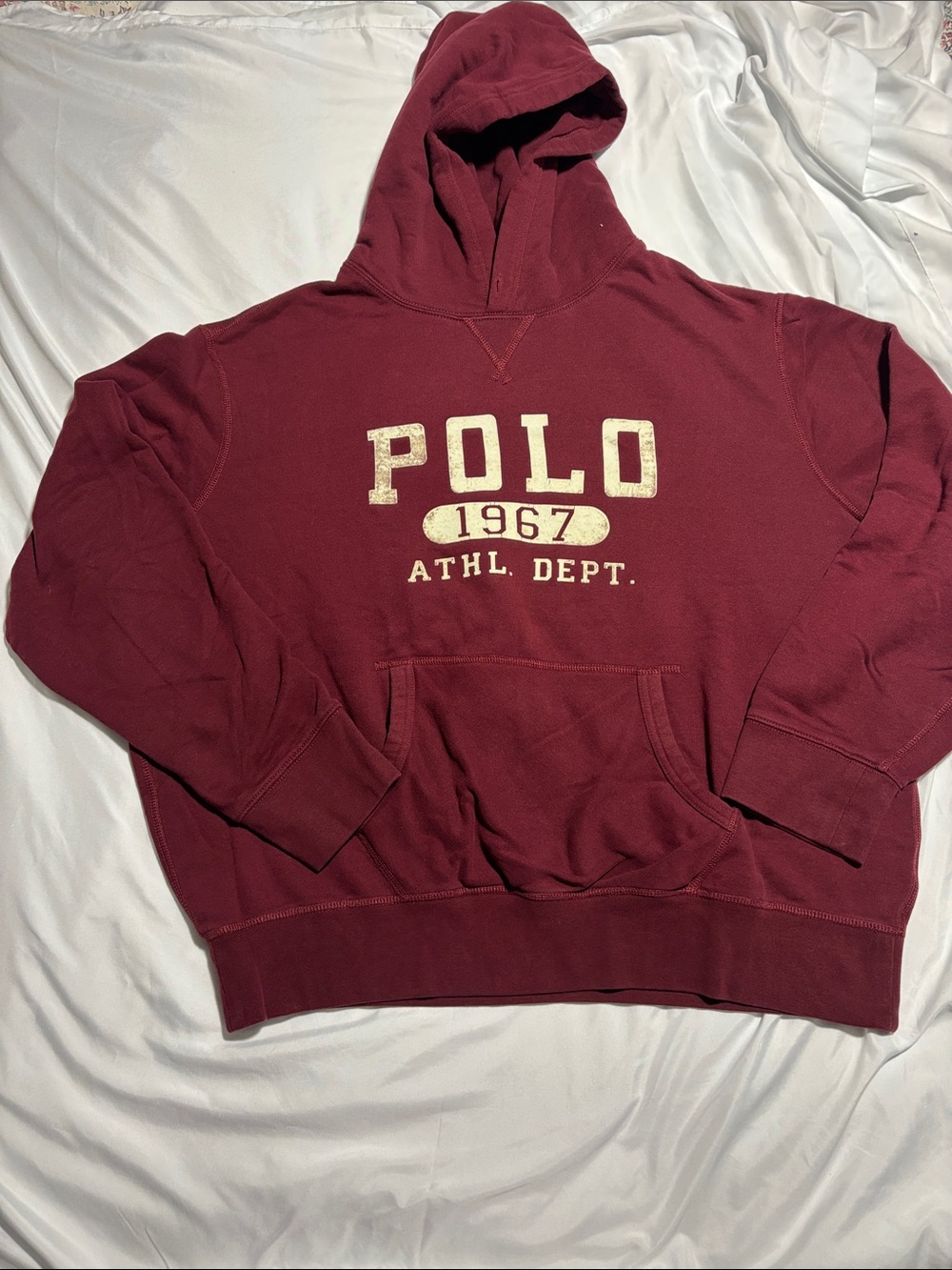 Polo by Ralph Lauren Maroon Hoodie with Cream Logo